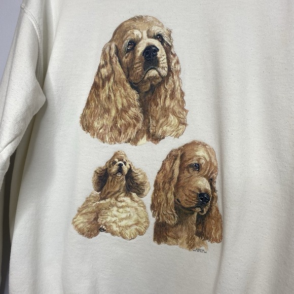 Vintage Gildan Sweatshirt‎ White Three Puppies Size M - Picture 4 of 11
